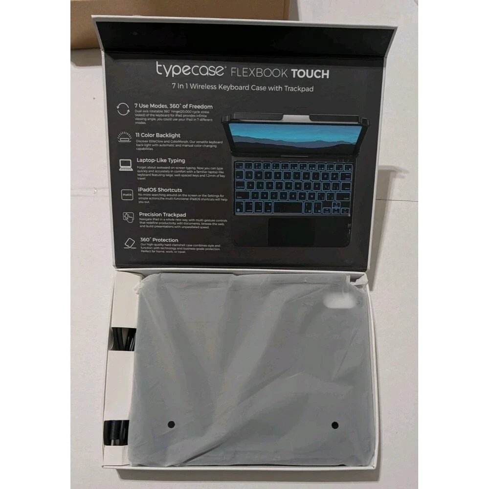 Typecase Flexbook Touch Wireless Keyboard Case iPad 360 Trackpad Open Box